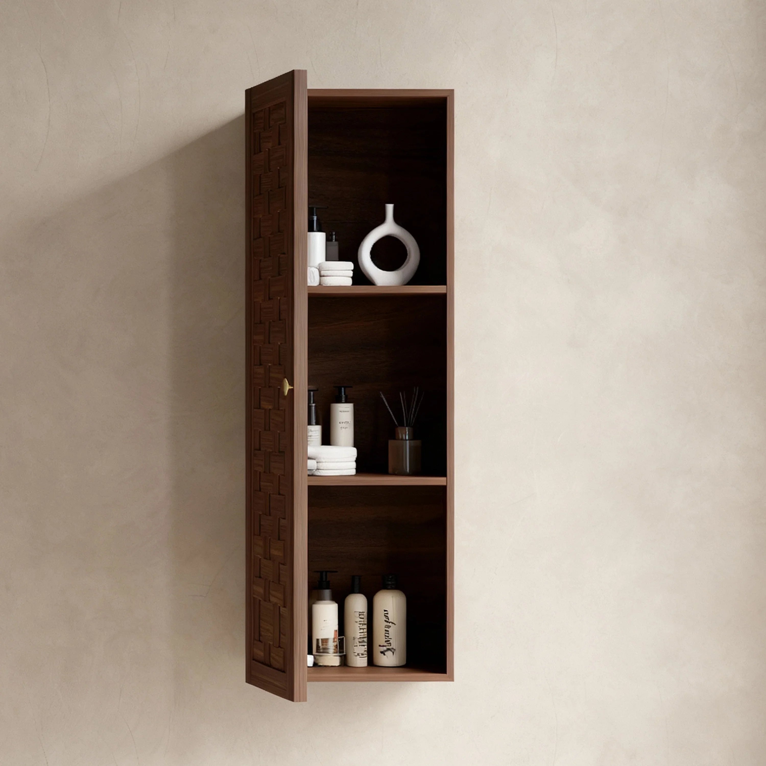 Toulouse Walnut 1-Door Side Cabinet with Shelves