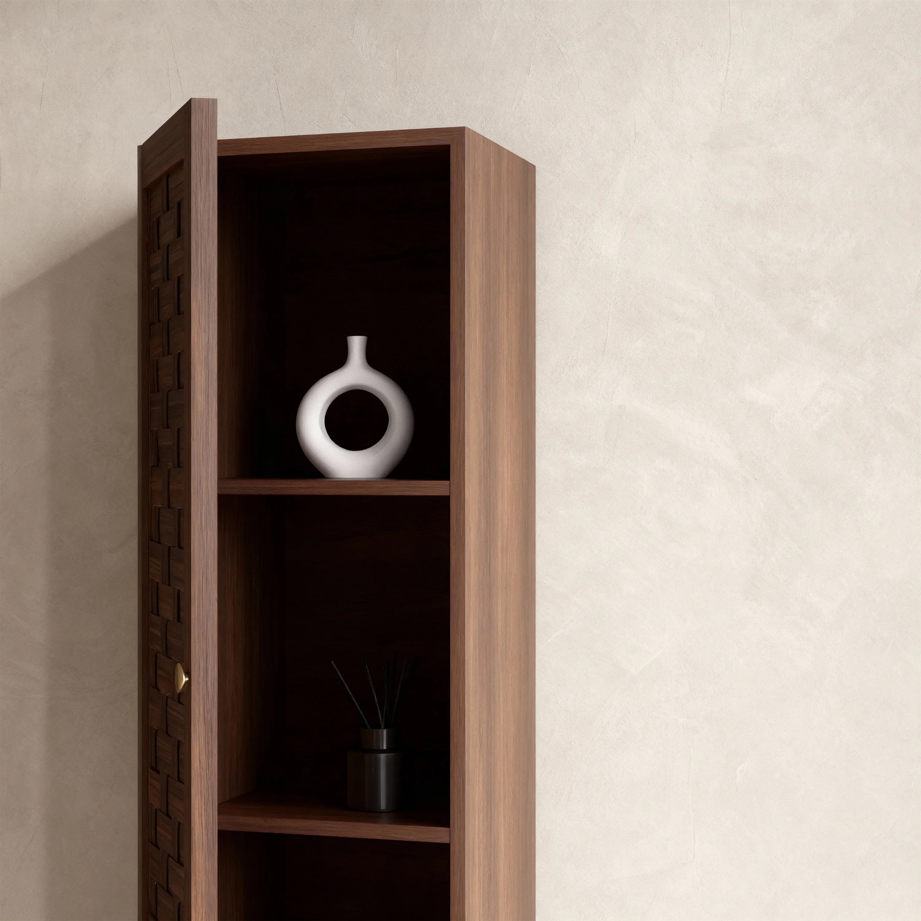 Toulouse Walnut 1-Door Side Cabinet with Shelves