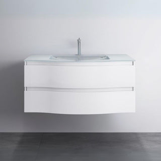 Meuble-Lavabo Mural 48po Blanc avec Comptoir de Verre Blanc Wave