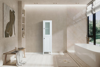 Armoire à linge de salle de bain autoportante - Collection Bilbao blanche