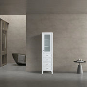Armoire à linge autoportante pour salle de bain - Madrid blanc