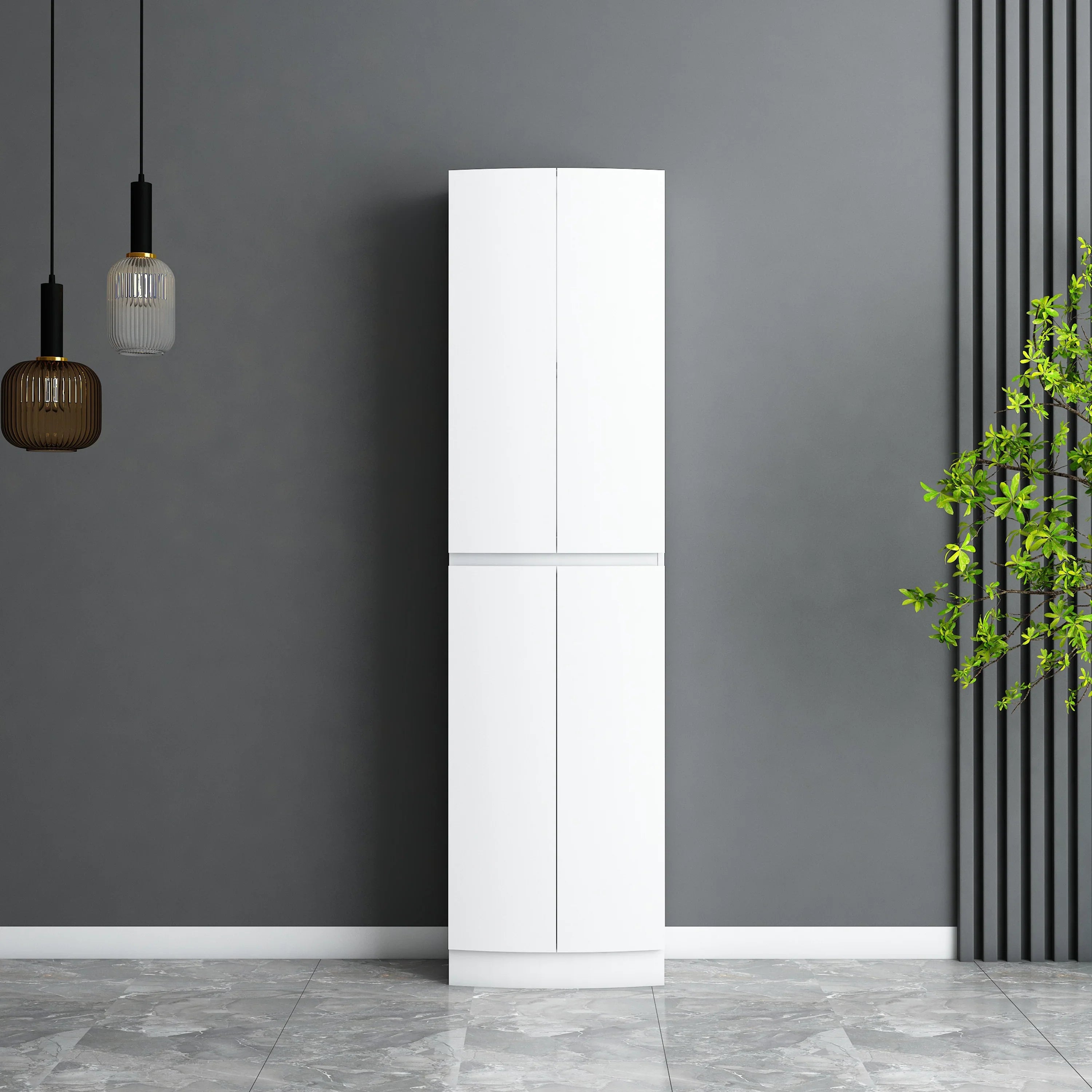 Armoire à Linge Autoportante pour Salle de Bain - Blanc Mat