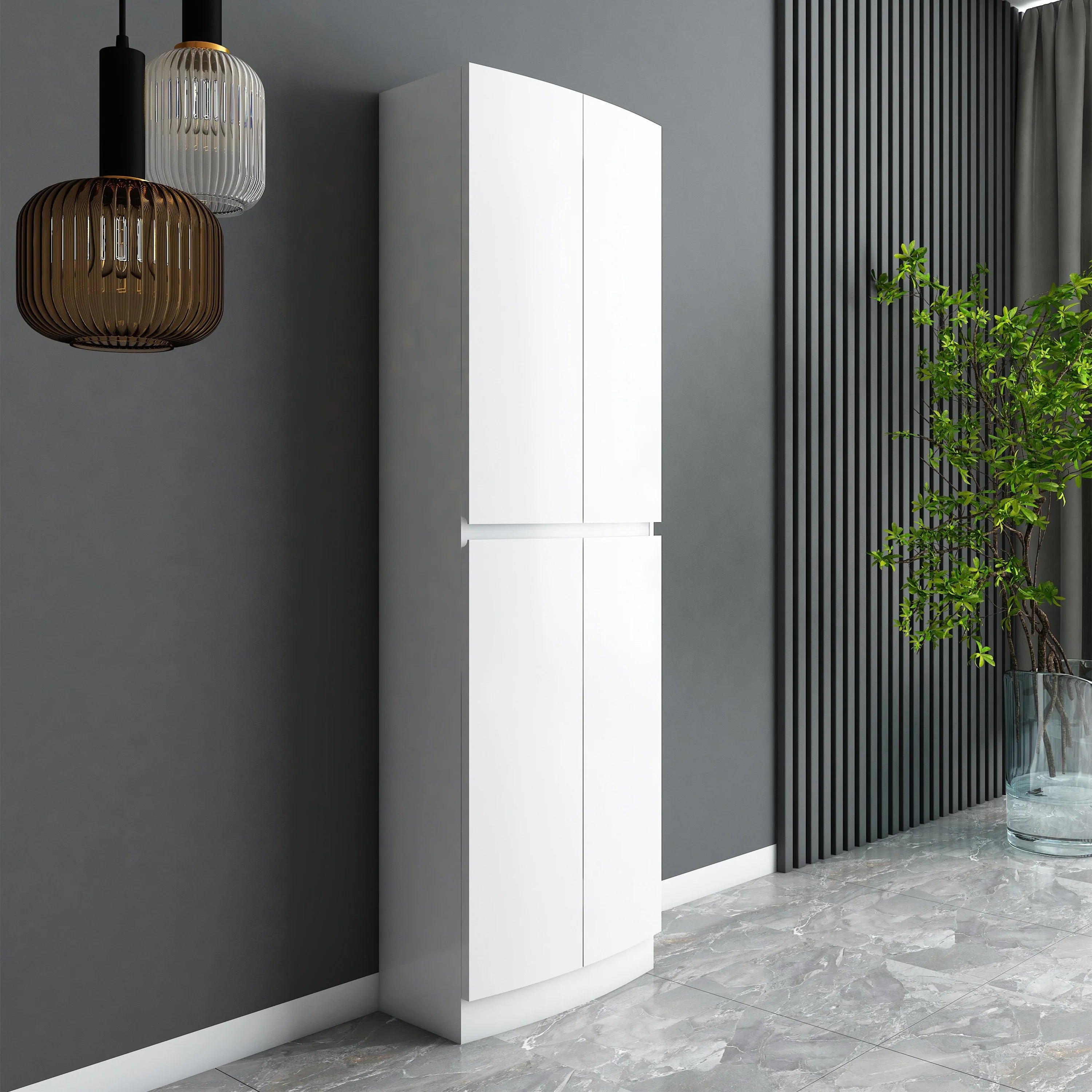 Armoire à Linge Autoportante pour Salle de Bain - Blanc Mat
