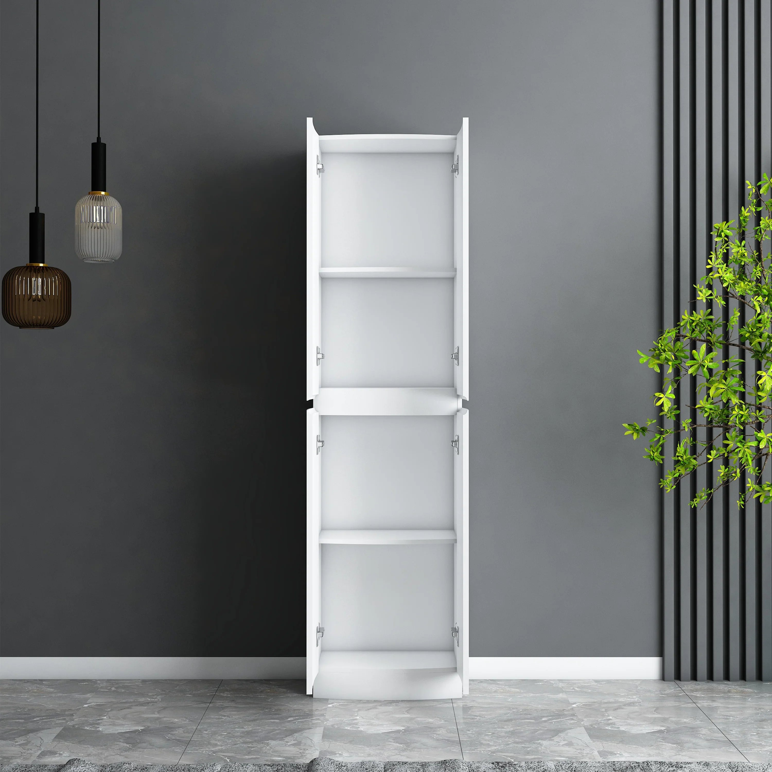 Armoire à Linge Autoportante pour Salle de Bain - Blanc Mat