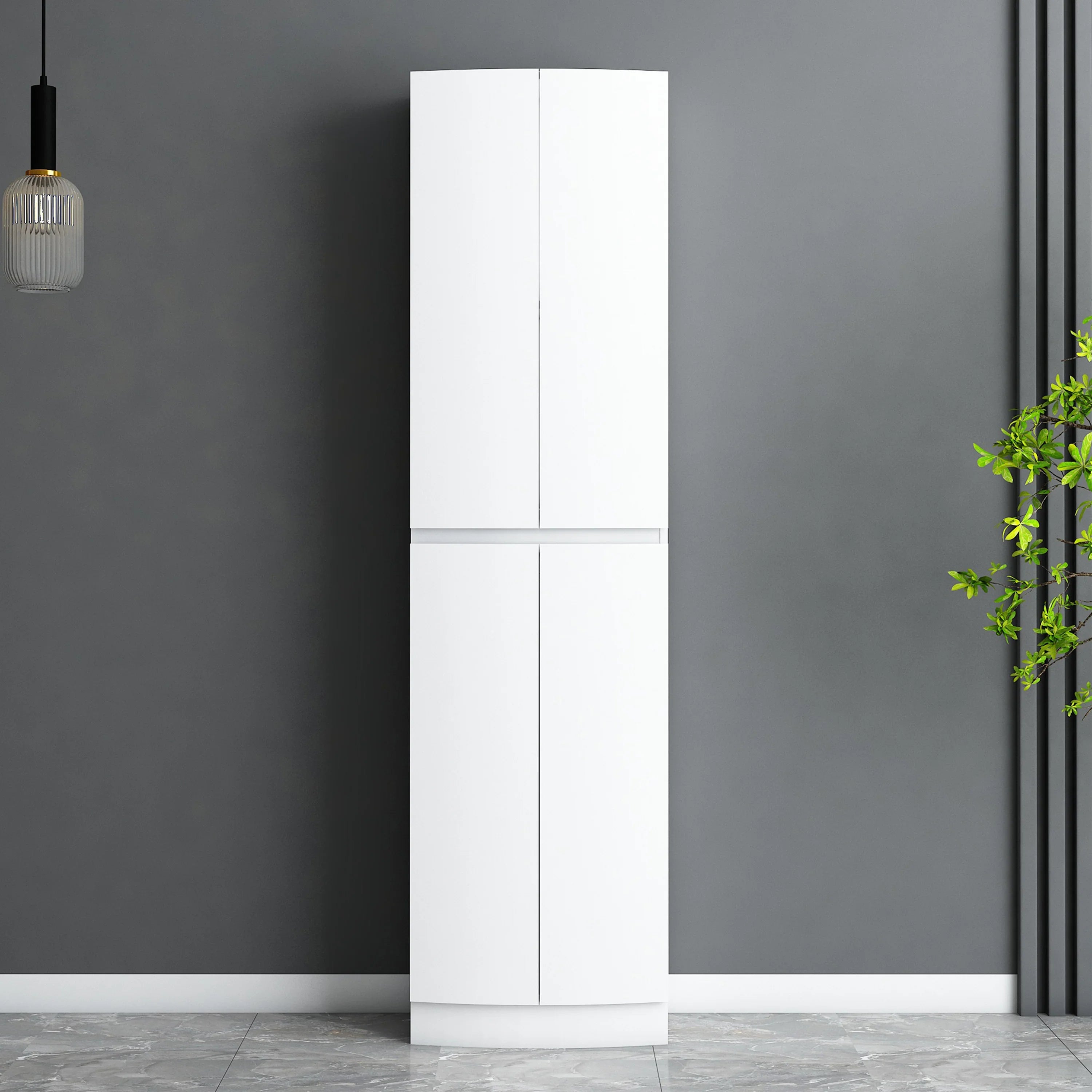 Armoire à Linge Autoportante pour Salle de Bain - Blanc Mat