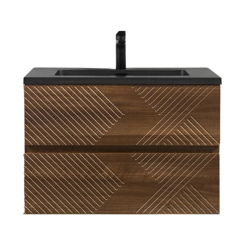 Walnut Wall Mount Single Sink Bathroom Vanity