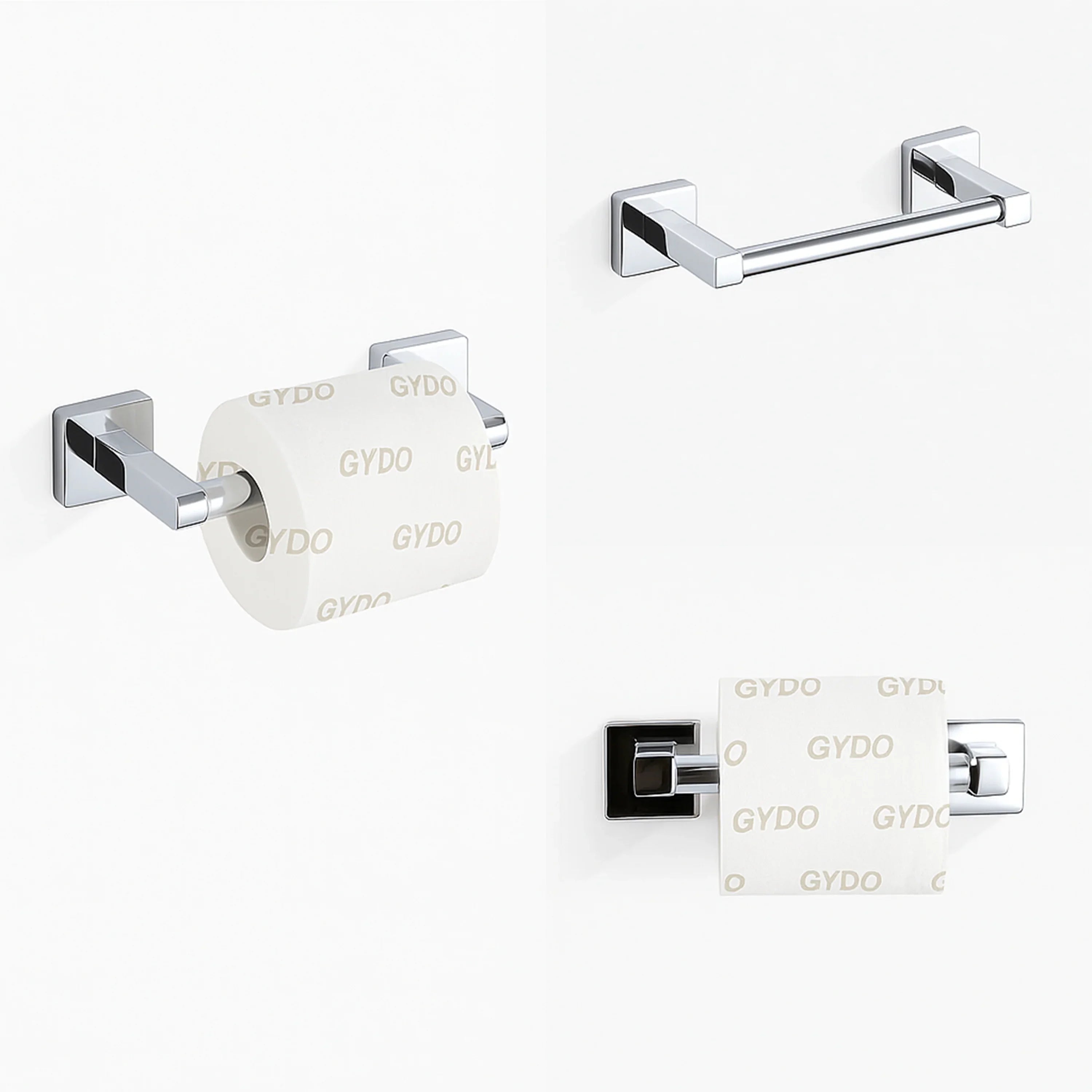 Ensemble d'accessoires de Salle de Bain 4 pièces en Acier Inoxydable Chromé