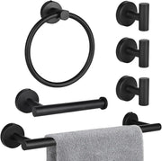 Ensemble d'accessoires de Salle de Bain 6 pièces en Acier Inoxydable Noir Mat