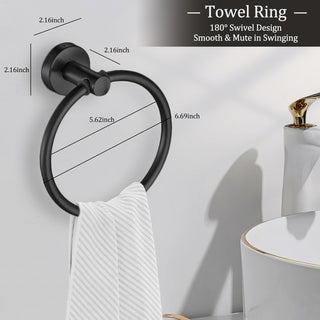 6-Piece Bathroom Accessory Set in Matte Black Stainless Steel