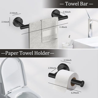 6-Piece Bathroom Accessory Set in Matte Black Stainless Steel