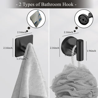 6-Piece Bathroom Accessory Set in Matte Black Stainless Steel