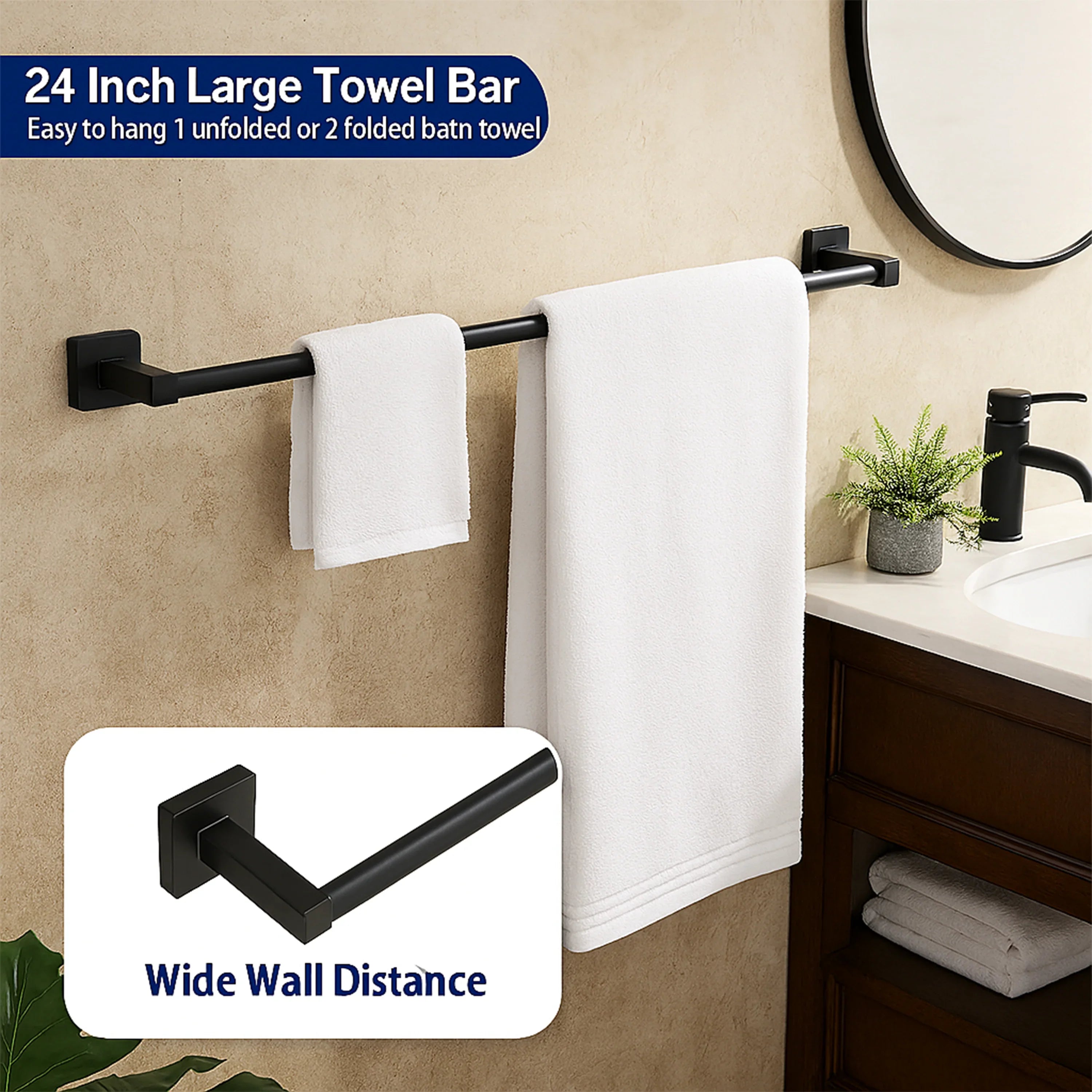 Ensemble d'accessoires de Salle de Bain 4 Pièces en Acier Inoxydable Noir Mat