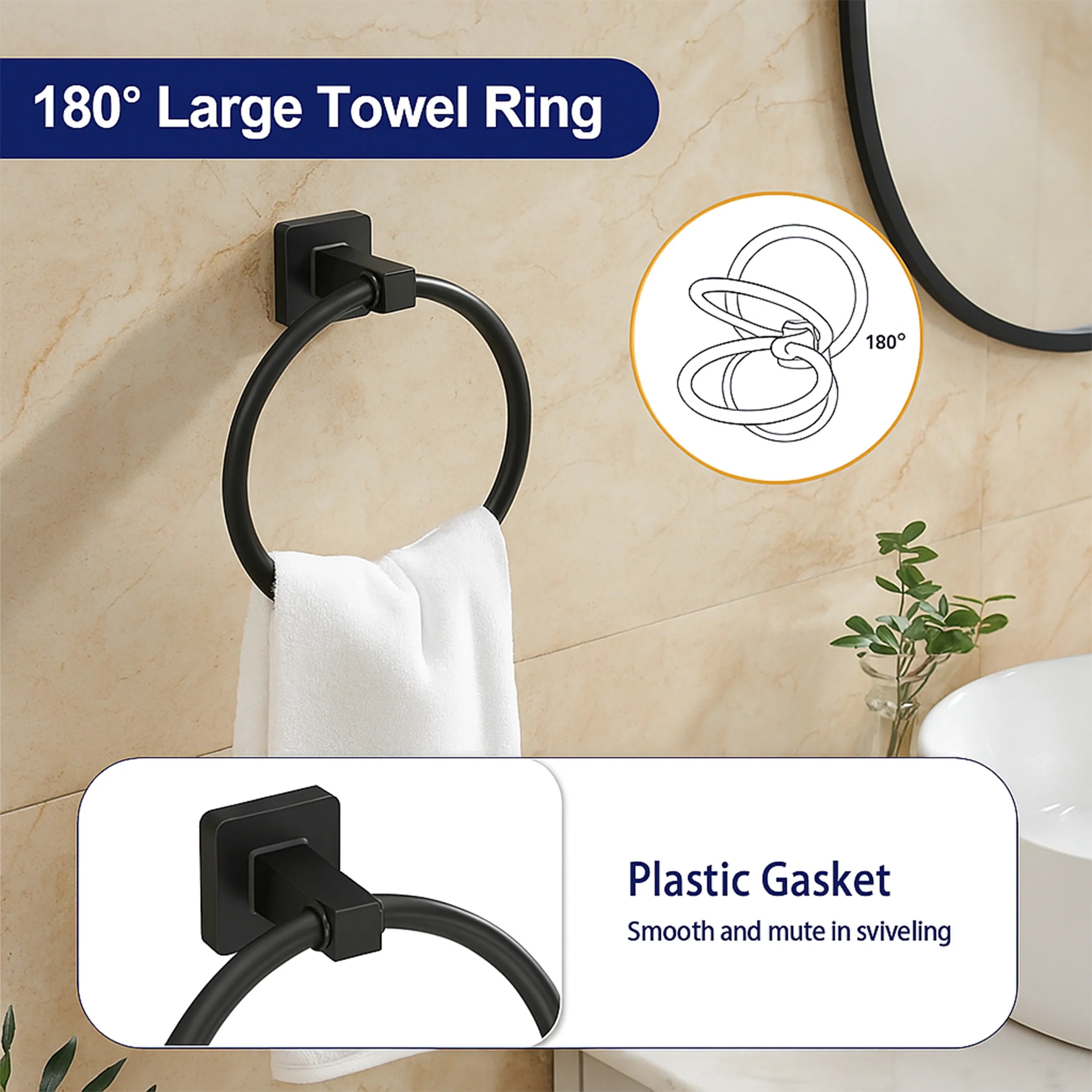 Ensemble d'accessoires de Salle de Bain 4 Pièces en Acier Inoxydable Noir Mat