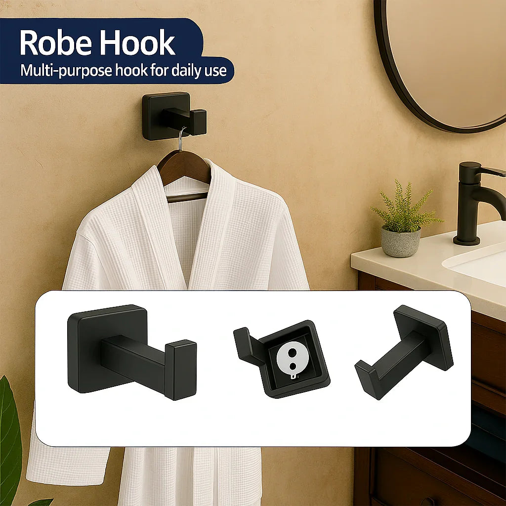 Ensemble d'accessoires de Salle de Bain 4 Pièces en Acier Inoxydable Noir Mat