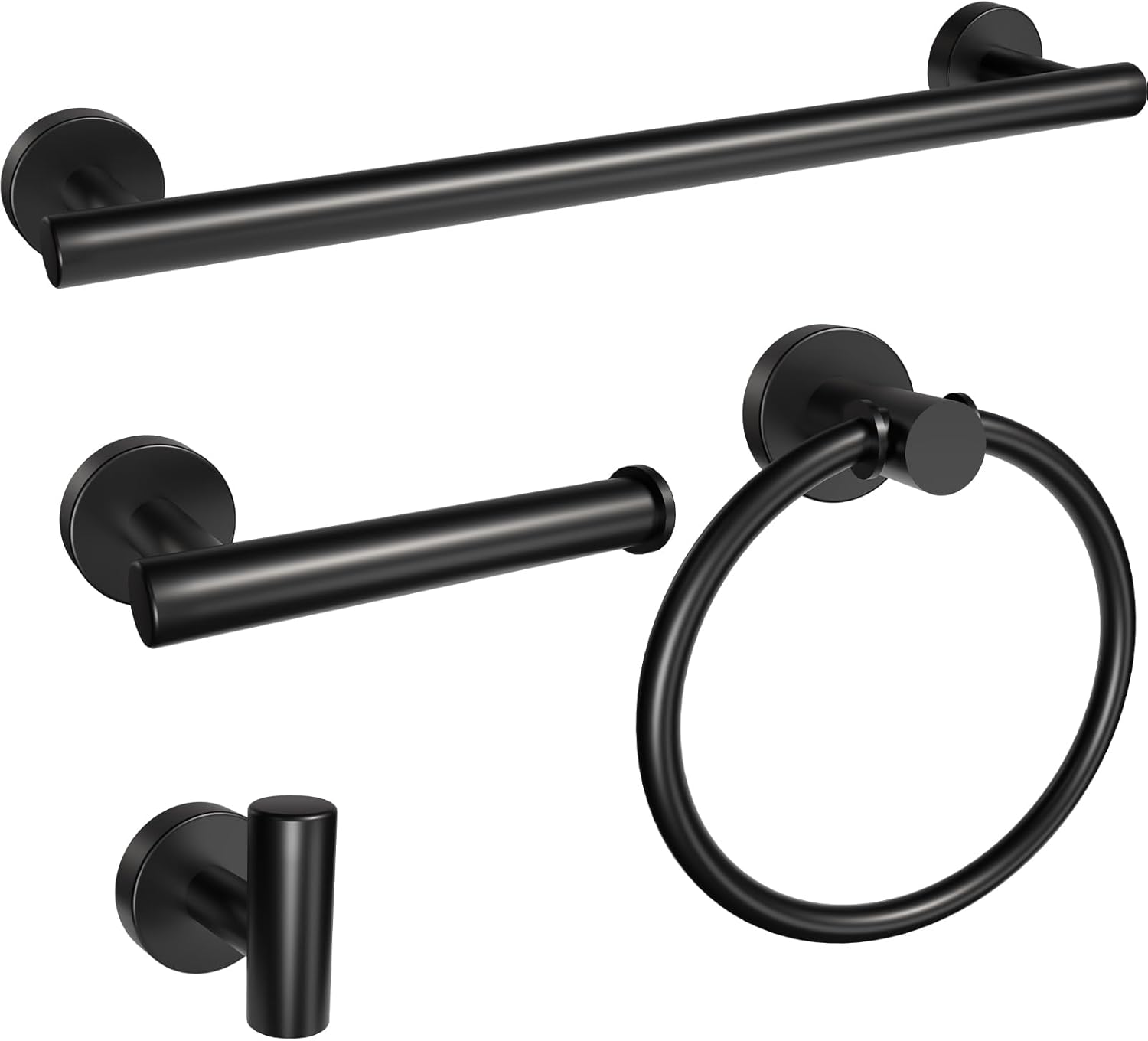 Ensemble d'accessoires de salle de bain Livadia 4 pièces en acier inoxydable noir mat