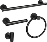 Ensemble d'accessoires de salle de bain Livadia 4 pièces en acier inoxydable noir mat