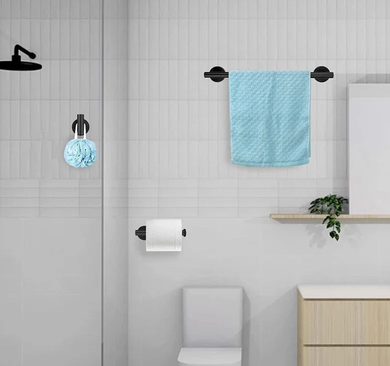 Ensemble d'accessoires de salle de bain Livadia 4 pièces en acier inoxydable noir mat