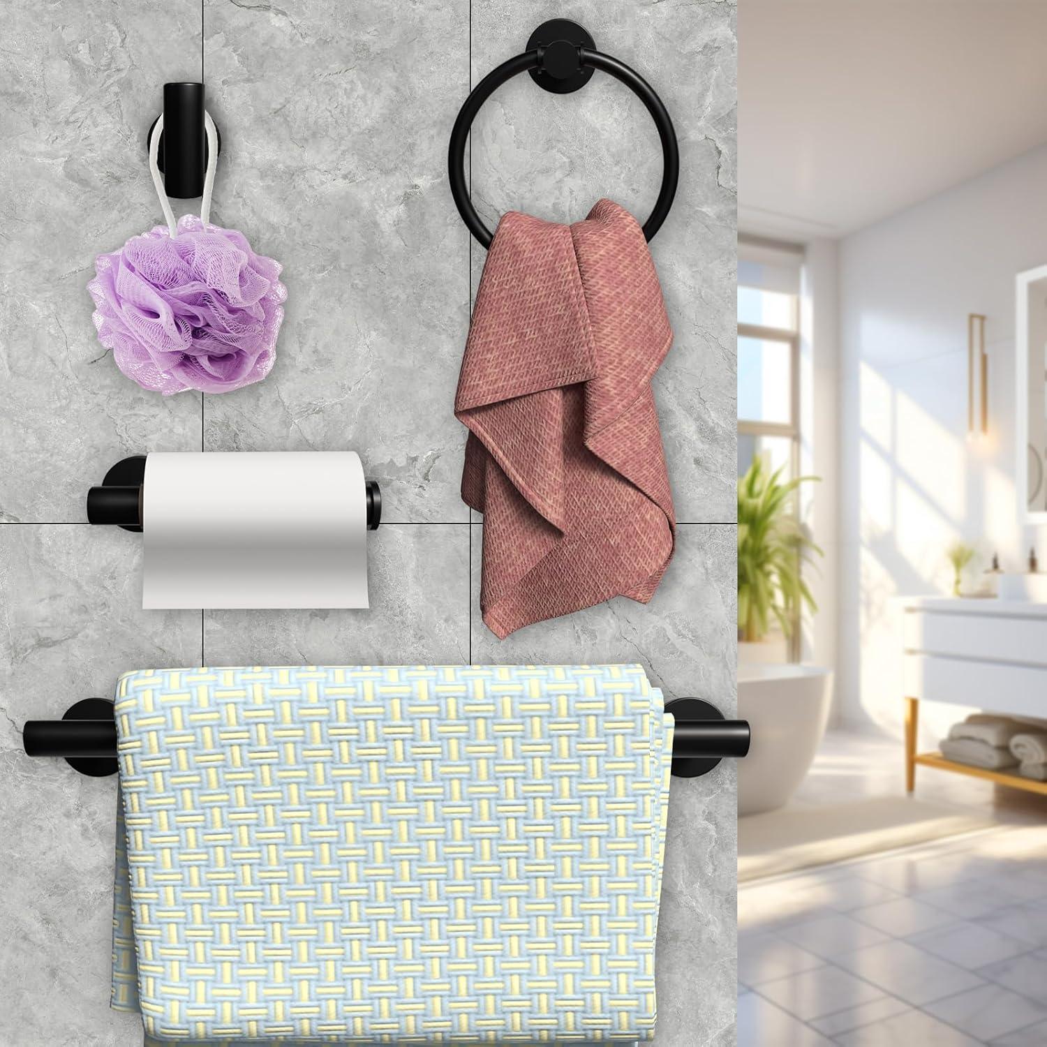 Ensemble d'accessoires de salle de bain Livadia 4 pièces en acier inoxydable noir mat