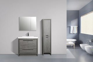 36" Cement Freestanding Bathroom Vanity with White Polymarble Countertop - Golden Elite Deco