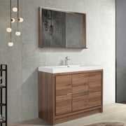 42" Allier Mirror with Shelf - Walnut - Golden Elite Deco