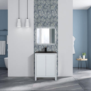30" Glossy White Freestanding Bathroom Vanity with Black Engineered Quartz Countertop - Golden Elite Deco