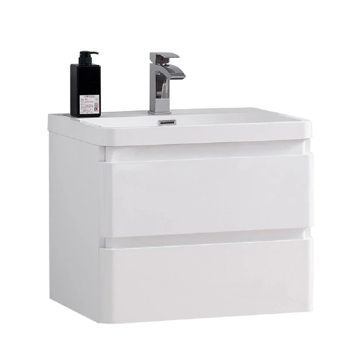 GLOSSY WHITE WALL MOUNT BATHROOM VANITY