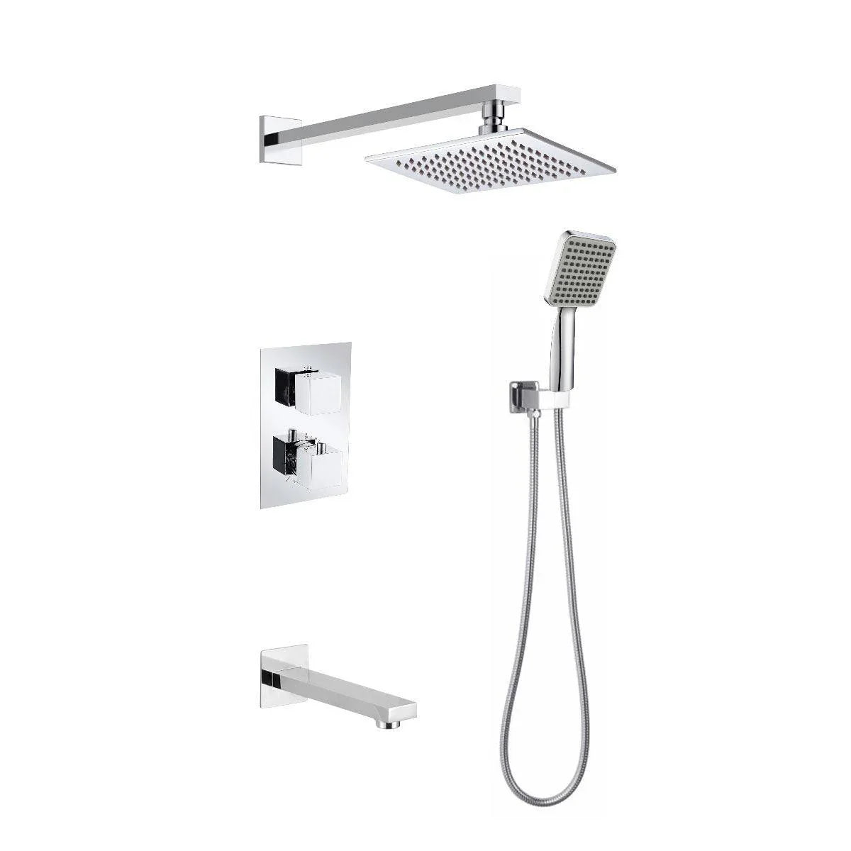 Bathroom Shower Set - Bali - Chrome - 3 Function Thermostatic - Golden Elite Deco