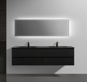 Meuble-Lavabo Double Mural 72po Noir avec Comptoir de Quartz d'ingénierie Noir