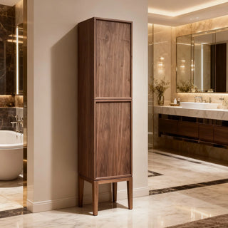 Bathroom Freestanding Linen Cabinet - Natural Walnut
