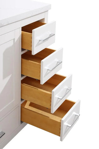 48" White Freestanding Single Sink Bathroom Vanity with Snow White Quartz Countertop