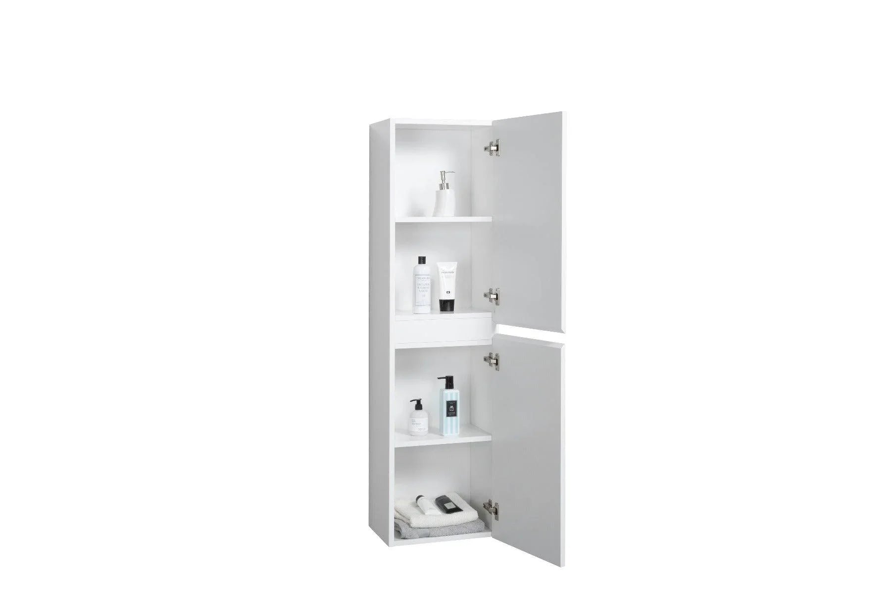 Bathroom Side Cabinet - White High Gloss Capri - Golden Elite Deco