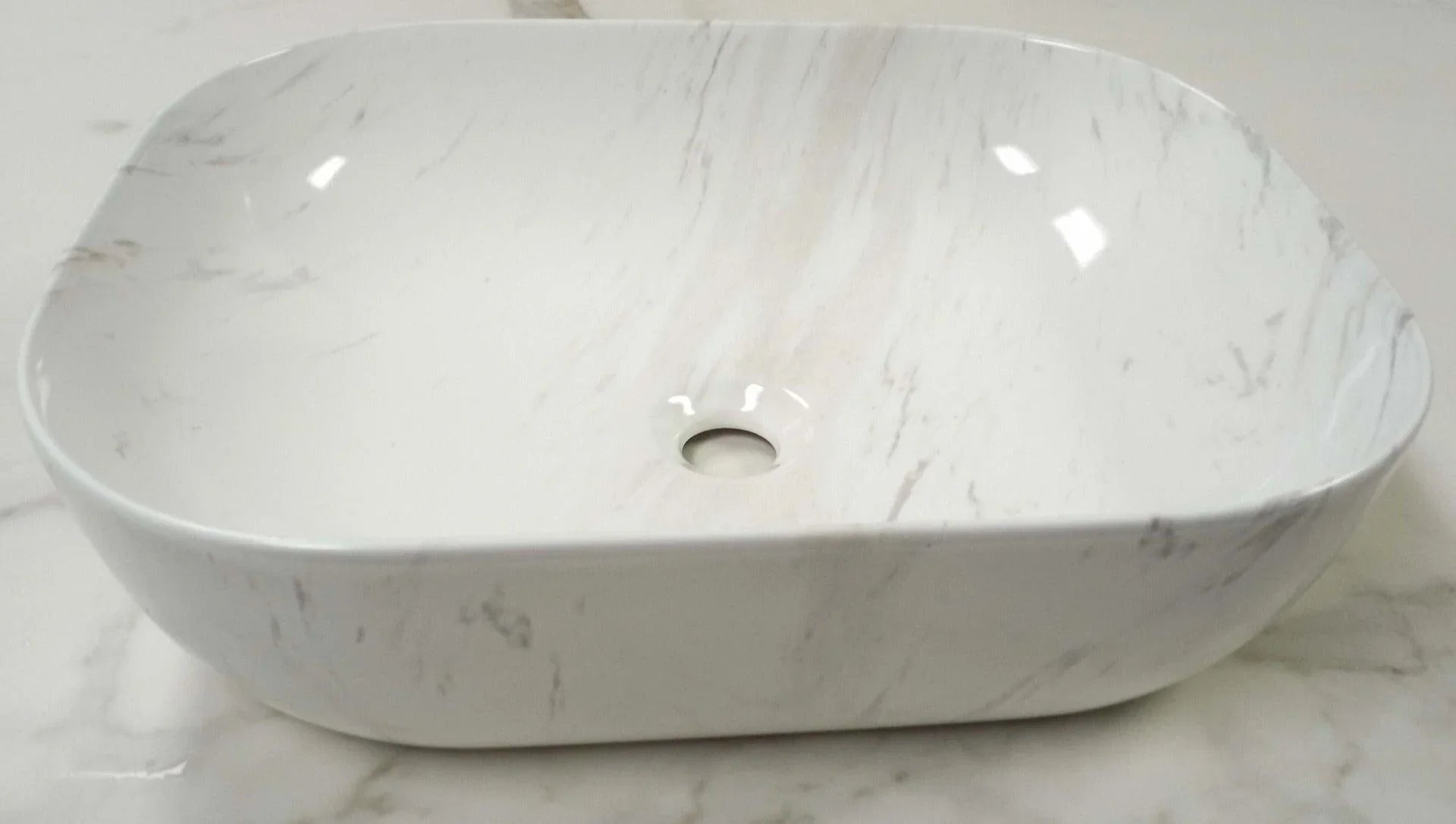 Vessel Sink Rectangular - D1302H012 White Stone - Golden Elite Deco