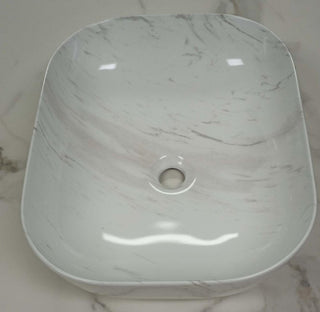 Vessel Sink Rectangular - D1302H012 White Stone - Golden Elite Deco