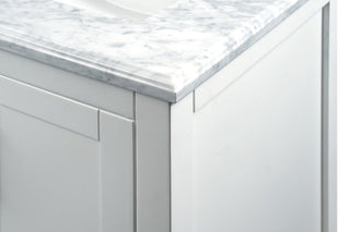 60" White Freestanding Double Sink Bathroom Vanity with Carrera Marble Countertop - Golden Elite Deco