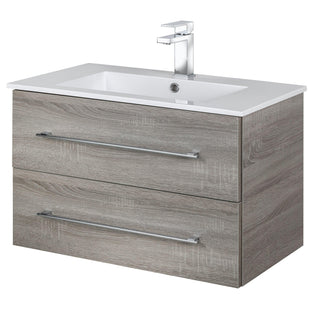 30" Dorato Brown Wall Mount Single Sink Bathroom Vanity with White Acrylic Countertop : Kato Collection - Golden Elite Deco