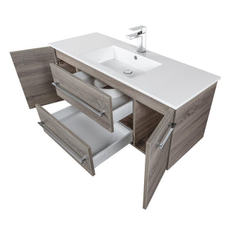 48" Dorato Brown Wall Mount Single Sink Bathroom Vanity with White Acrylic Countertop : Kato Collection - Golden Elite Deco