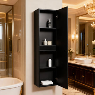 Bathroom Wall Hung Linen Cabinet - Matte Black