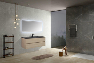 Meuble-Lavabo Mural 48po Blé avec Comptoir de Quartz d'ingénierie Noir