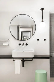 28" Round Edge Mirror - Black Aluminum Framed - Golden Elite Deco