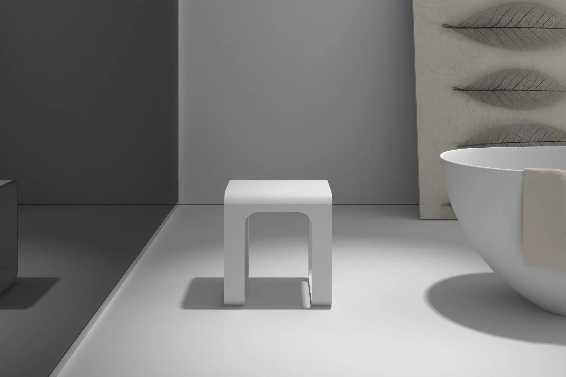 Elite Shower Stool - Solid Surface Matte White - Golden Elite Deco