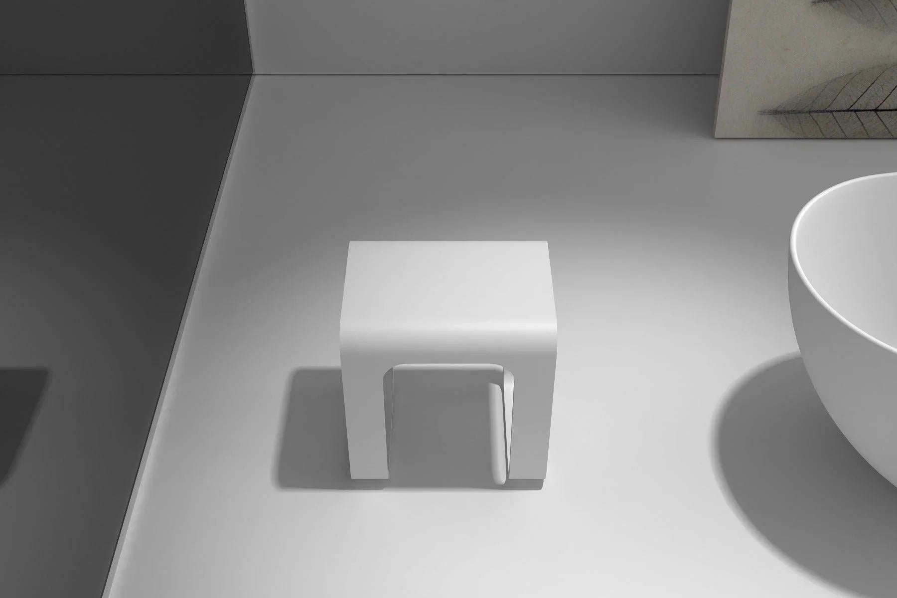 Elite Shower Stool - Solid Surface Matte White - Golden Elite Deco