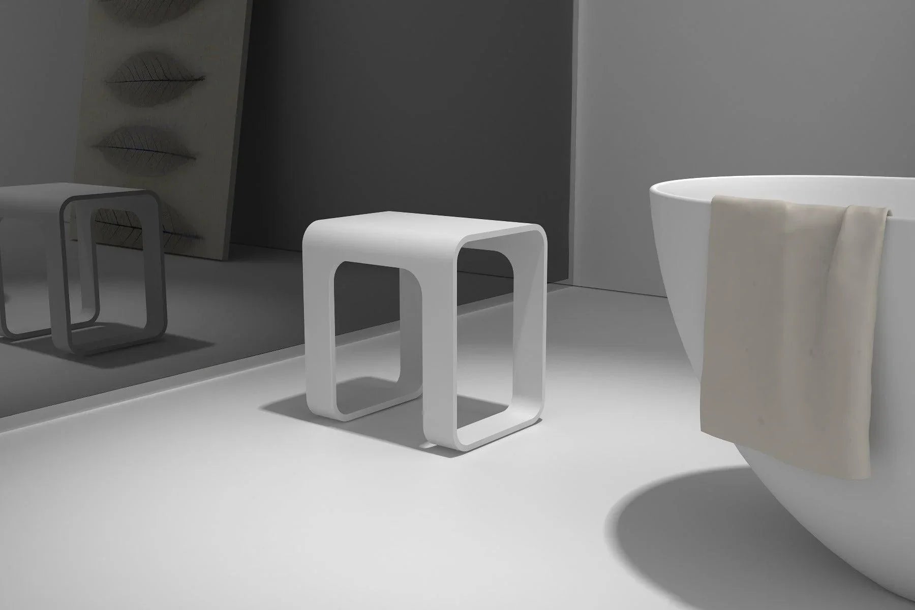 Elite Shower Stool - Solid Surface Matte White - Golden Elite Deco