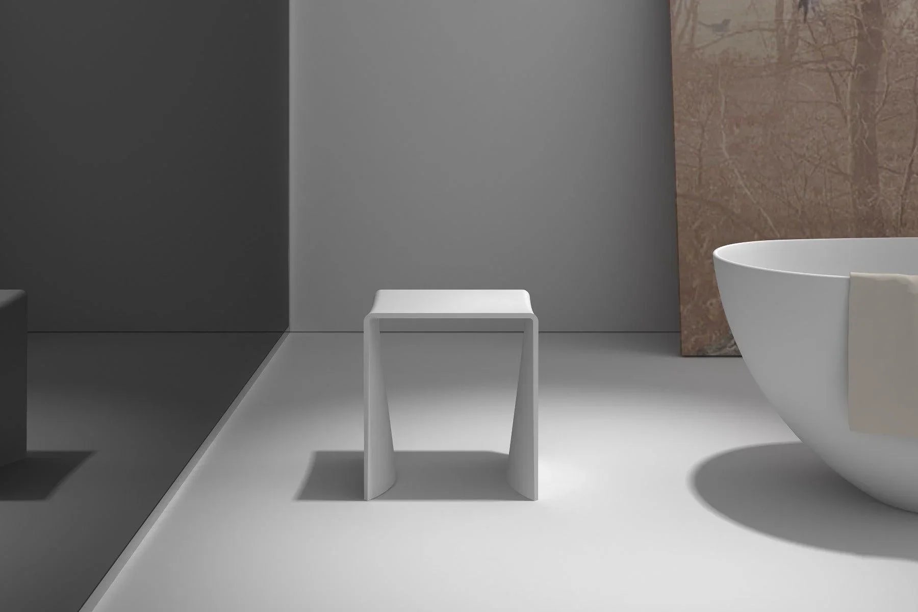 Emperor Shower Stool - Solid Surface Matte White - Golden Elite Deco