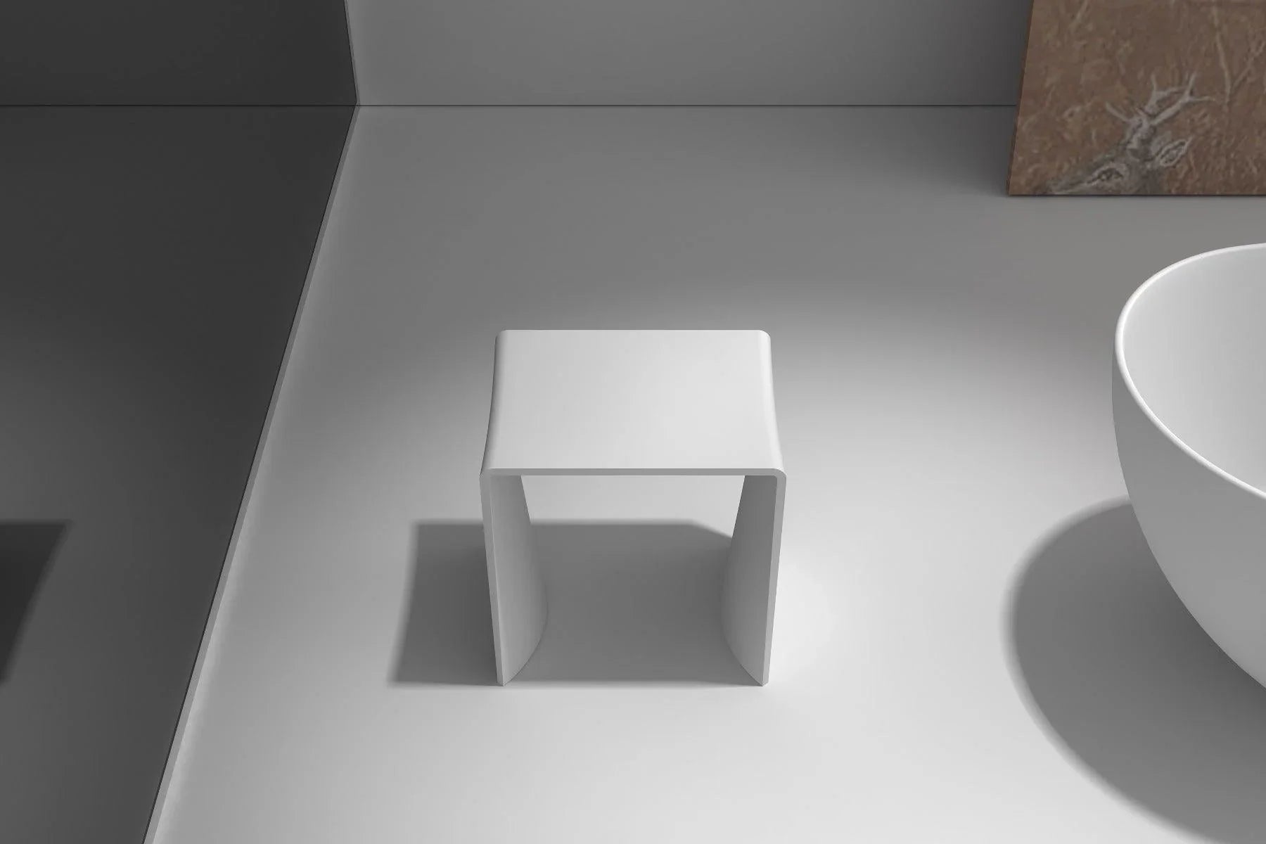 Emperor Shower Stool - Solid Surface Matte White - Golden Elite Deco