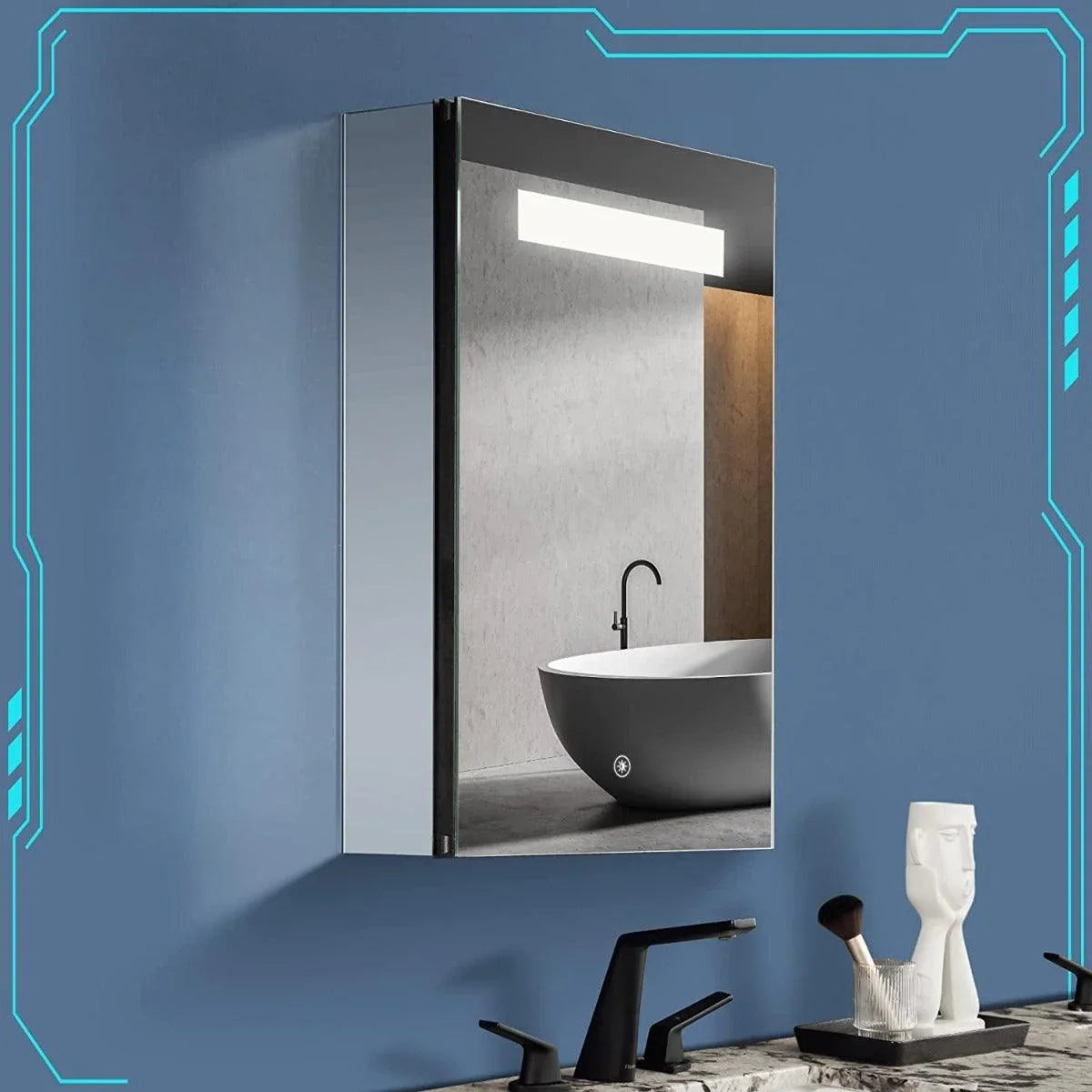 16" LED Medicine Cabinet - Aluminum - Golden Elite Deco