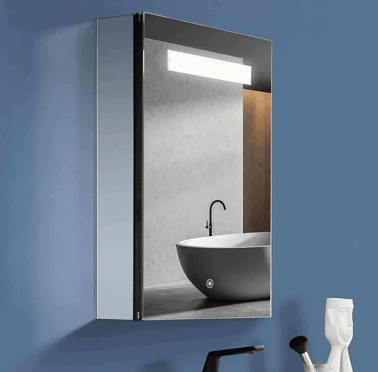 16" LED Medicine Cabinet - Aluminum - Golden Elite Deco