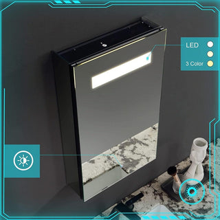 16" LED Medicine Cabinet - Aluminum - Golden Elite Deco
