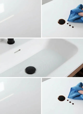 36" Natural Walnut Freestanding Bathroom Vanity with White Solid Surface Countertop