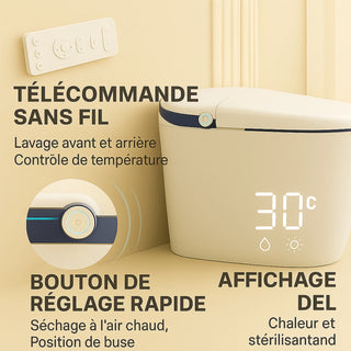 SERA Sigma Toilette-bidet intelligente, toilette monopièce avec chasse automatique à jet, couvercle à ouverture/fermeture automatique, lavage à l’eau tiède, séchage à air chaud, siège chauffant – Finition Bleu