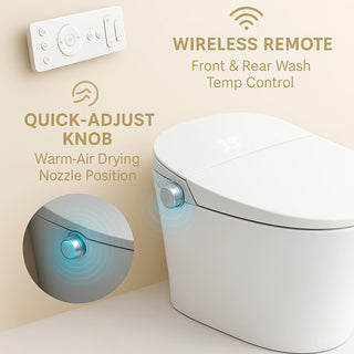 SERA Witty Smart Bidet Toilet, One-Piece Toilet with Auto Jet Flush, Auto Open/Close Lid, Warm Water Wash, Warm-Air Dryer, Heated Seat – White Display